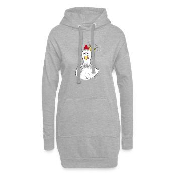 Huhn mit Krone - Hoodie-Kleid - Grau meliert - Vorne