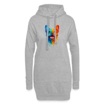 French Bulldog in Bright Colors - Hoodie Dress - heather grey - Front