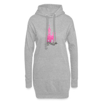 Burgfräulein Prinzessin Banderole pink Mädchen  - Hoodie-Kleid - Grau meliert - Vorne