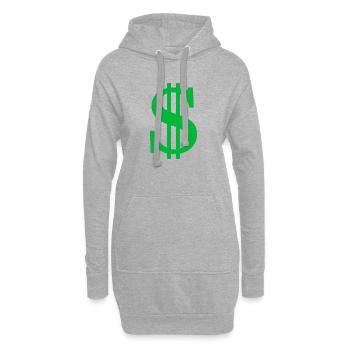 Dollarzeichen - Hoodie-Kleid - Grau meliert - Vorne