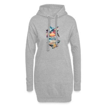 Hai Sonnenuntergang Strand Palmen Meer Natur - Hoodie-Kleid - Grau meliert - Vorne