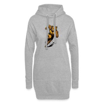 Schneller Gepard im Kraftlauf - Hoodie-Kleid - Grau meliert - Vorne