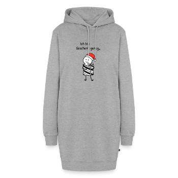 Ich bin Geschenk genug | Weihnachtshumor mit Figur - Hoodie-Kleid - Grau meliert - Vorne - AI Model Female 172 light (172cm)