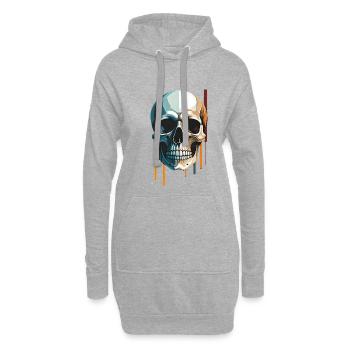 Skull Art - Moderner Totenkopf im Dual-Color Desig - Hoodie-Kleid - Grau meliert - Vorne