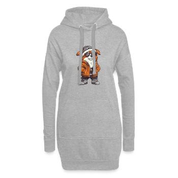 Border Collie Hund Cool Comic - Hoodie-Kleid - Grau meliert - Vorne