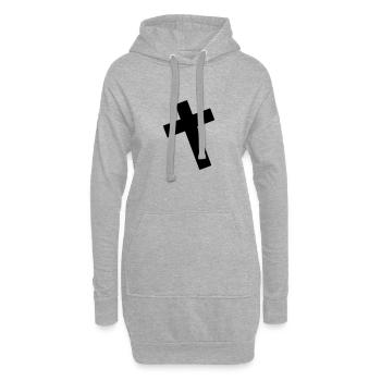 Cross Emoji Sketch Dessin Noir - Sweat-shirt à capuche long Femme - gris chiné - Devant