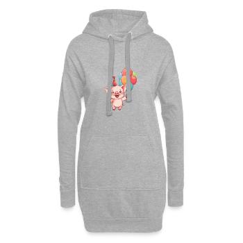 Cochon Anniversaire Bande Dessinée - Sweat-shirt à capuche long Femme - gris chiné - Devant
