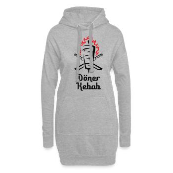 Döner Dürum Kebab Geschenk - Hoodie-Kleid - Grau meliert - Vorne