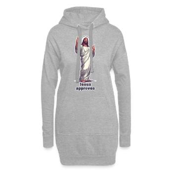 Jésus approuve - Sweat-shirt à capuche long Femme - gris chiné - Devant