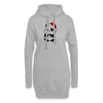 Panda Kaffee Coffee Christmas Weihnachten XMAS - Hoodie-Kleid - Grau meliert - Vorne