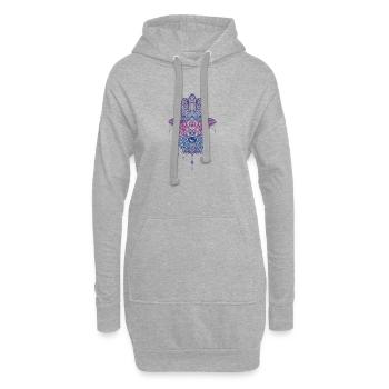 Hand der Fatima - bunt - Hoodie-Kleid - Grau meliert - Vorne