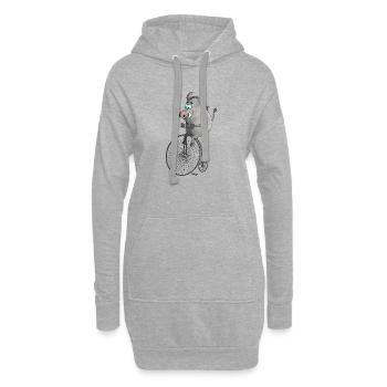 Vélo vintage - Sweat-shirt à capuche long Femme - gris chiné - Devant