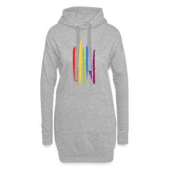 Farbige Pinselstriche - Hoodie-Kleid - Grau meliert - Vorne