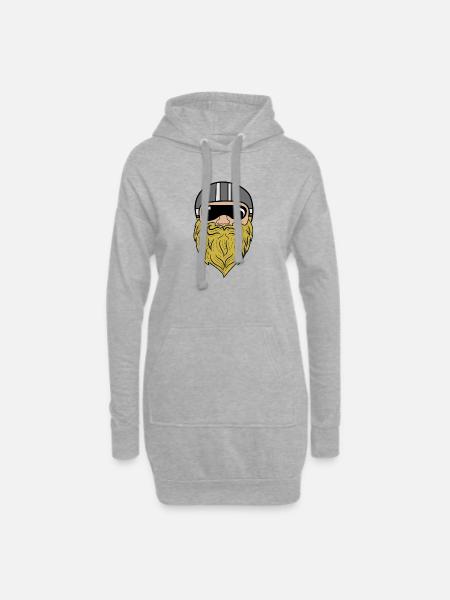 Barbe Barbe Barbe Barbe Coiffure Moustache Barbe Porteur - Sweat-shirt à capuche long Femme - gris chiné