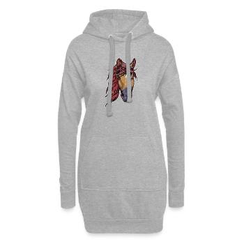 Vintage Chevaux Islandais Chevaux Cheval Fou Islandens - Sweat-shirt à capuche long Femme - gris chiné - Devant