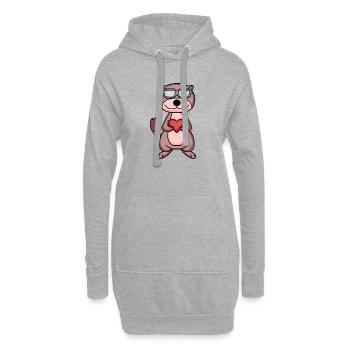 Wiesel mit Herz - Hoodie-Kleid - Grau meliert - Vorne