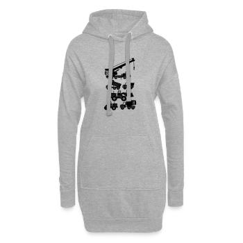 Straßen- und Baufahrzeuge - Hoodie-Kleid - Grau meliert - Vorne