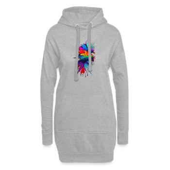 Oiseau de paradis - Sweat-shirt à capuche long Femme - gris chiné - Devant