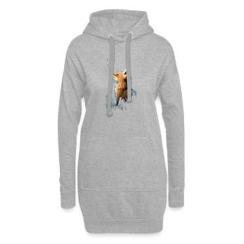Renard au ciel étoilé - Sweat-shirt à capuche long Femme - gris chiné - Devant
