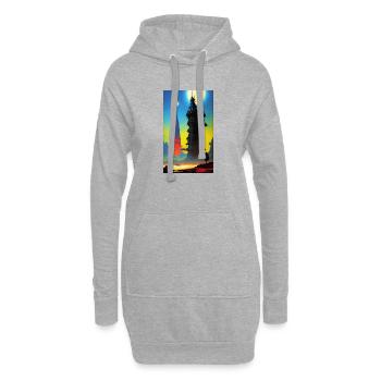 Futuristische Skyline mit Mondlicht - Hoodie-Kleid - Grau meliert - Vorne