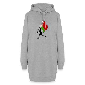 Flagge Weißrussland Mann läuft - Hoodie-Kleid - Grau meliert - Vorne