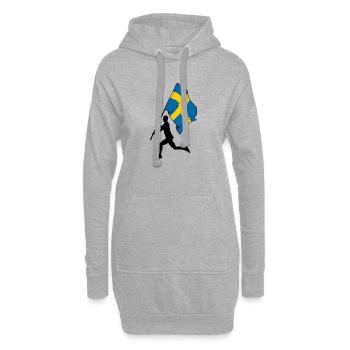 Flagge Schweden Mann läuft - Hoodie-Kleid - Grau meliert - Vorne