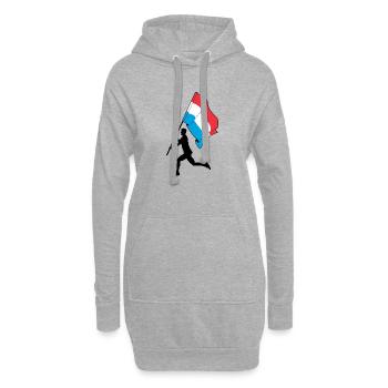 Drapeau Luxembourg homme en course - Sweat-shirt à capuche long Femme - gris chiné - Devant