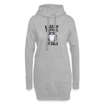 Humorvolles Katzenmotto Design - Hoodie-Kleid - Grau meliert - Vorne
