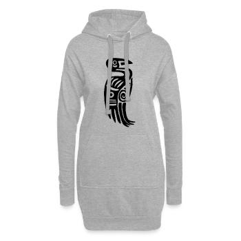 Oiseau tribal noir - Sweat-shirt à capuche long Femme - gris chiné - Devant