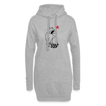 Minimalistischer Weihnachts Waschbär - Hoodie-Kleid - Grau meliert - Vorne