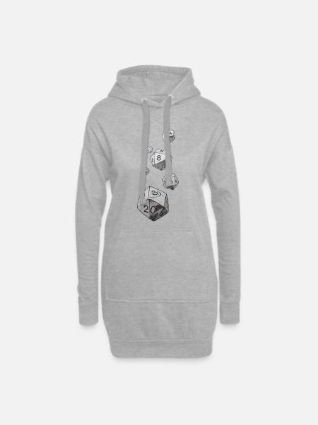 Schwarz-Weiß Rollenspielwürfel – Falling Dice - Hoodie-Kleid - Grau meliert