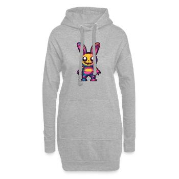 Hase Halloween Zombie - Hoodie-Kleid - Grau meliert - Vorne