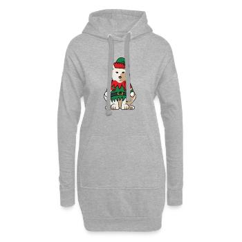 Kishu Hund Weihnachtself Kostüm Niedlicher Elf - Hoodie-Kleid - Grau meliert - Vorne