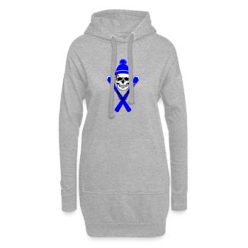 Tête de mort Skieur  - Sweat-shirt à capuche long Femme - gris chiné - Devant