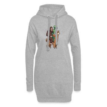 Sasquatch Elf Alien auf Lama - Hoodie-Kleid - Grau meliert - Vorne