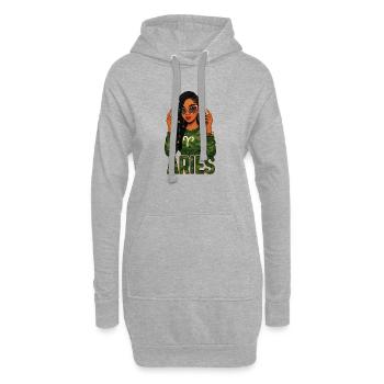 Widder-Königin – Lock-Afro-Mädchen-Feuer-Energie - Hoodie-Kleid - Grau meliert - Vorne