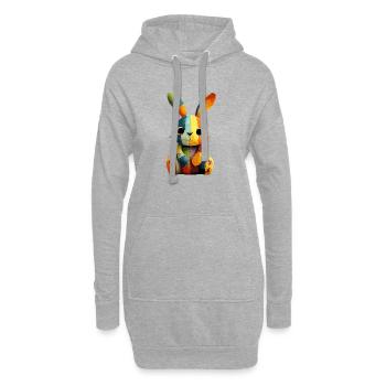 Patchwork Häschen Farbenfestival - Hoodie-Kleid - Grau meliert - Vorne