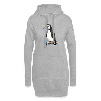 Süßer Pinguin Scooter Cartoon Freundschaft - Hoodie-Kleid - Grau meliert - Vorne