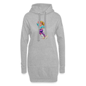 Energische Aerobic-Frau in Bewegung - Hoodie-Kleid - Grau meliert - Vorne