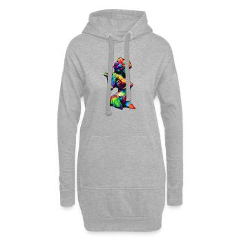 Bunte Flora-Silhouette - Hoodie-Kleid - Grau meliert - Vorne