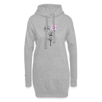 Illustration de fleurs de pensée - Sweat-shirt à capuche long Femme - gris chiné - Devant