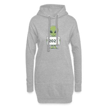 Extraterrestre vert - Sweat-shirt à capuche long Femme - gris chiné - Devant