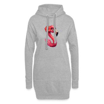 Flamingo Hibiskus Tropenpracht - Hoodie-Kleid - Grau meliert - Vorne