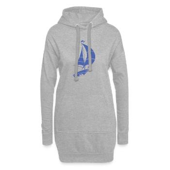 Silhouette minimaliste de voilier sur le lac - Sweat-shirt à capuche long Femme - gris chiné - Devant