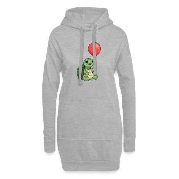 Turtle Kids T-Shirt mit rotem Ballon – Schildkröte - Hoodie-Kleid - Grau meliert - Vorne