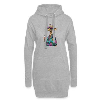 Été de la bande dessinée Girafe - Sweat-shirt à capuche long Femme - gris chiné - Devant