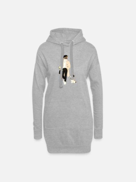 Cat style in trench coat - Hoodie Dress - heather grey