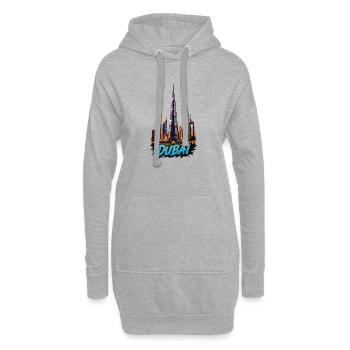 Effet néon de la Skyline de Dubaï - Sweat-shirt à capuche long Femme - gris chiné - Devant
