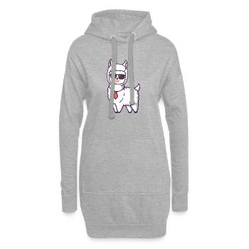 Llama cool avec cravate à lunettes de soleil - Sweat-shirt à capuche long Femme - gris chiné - Devant