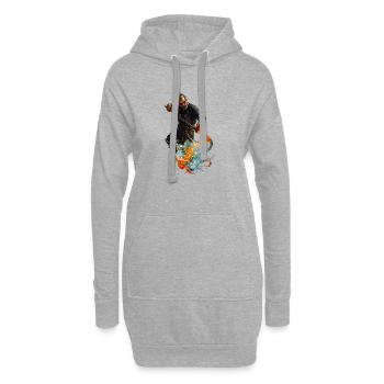 Florale Glitzer in flüssiger Gouache - Hoodie-Kleid - Grau meliert - Vorne